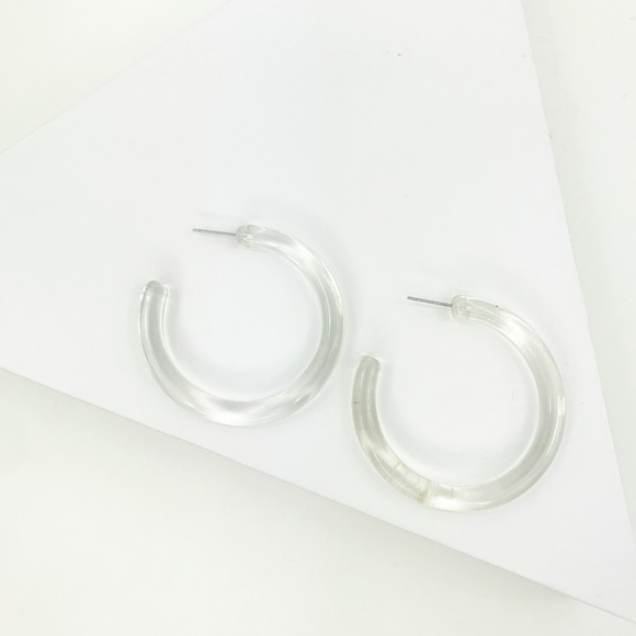 Hoop Earrings in Clear - Picture 1 of 8